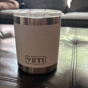 YETI White and Stainless Steel Rambler